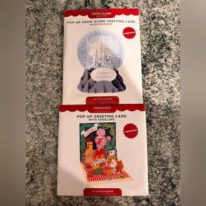 Pop Up Merry Christmas Seasons Greeting cards dogs puppies snow globe